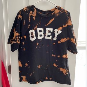 Obey bleach tie dye cropped top size large
